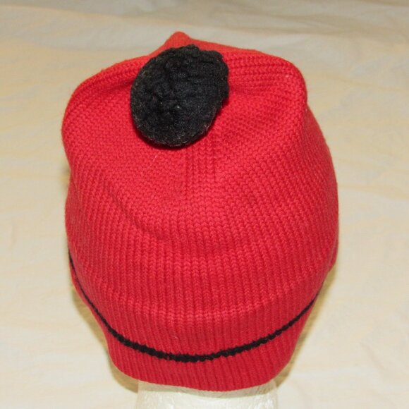 Vintage Made in Austria Coat Of Arms Eagle Red Black Wool Knit Pom Beanie Hat - Picture 2 of 5